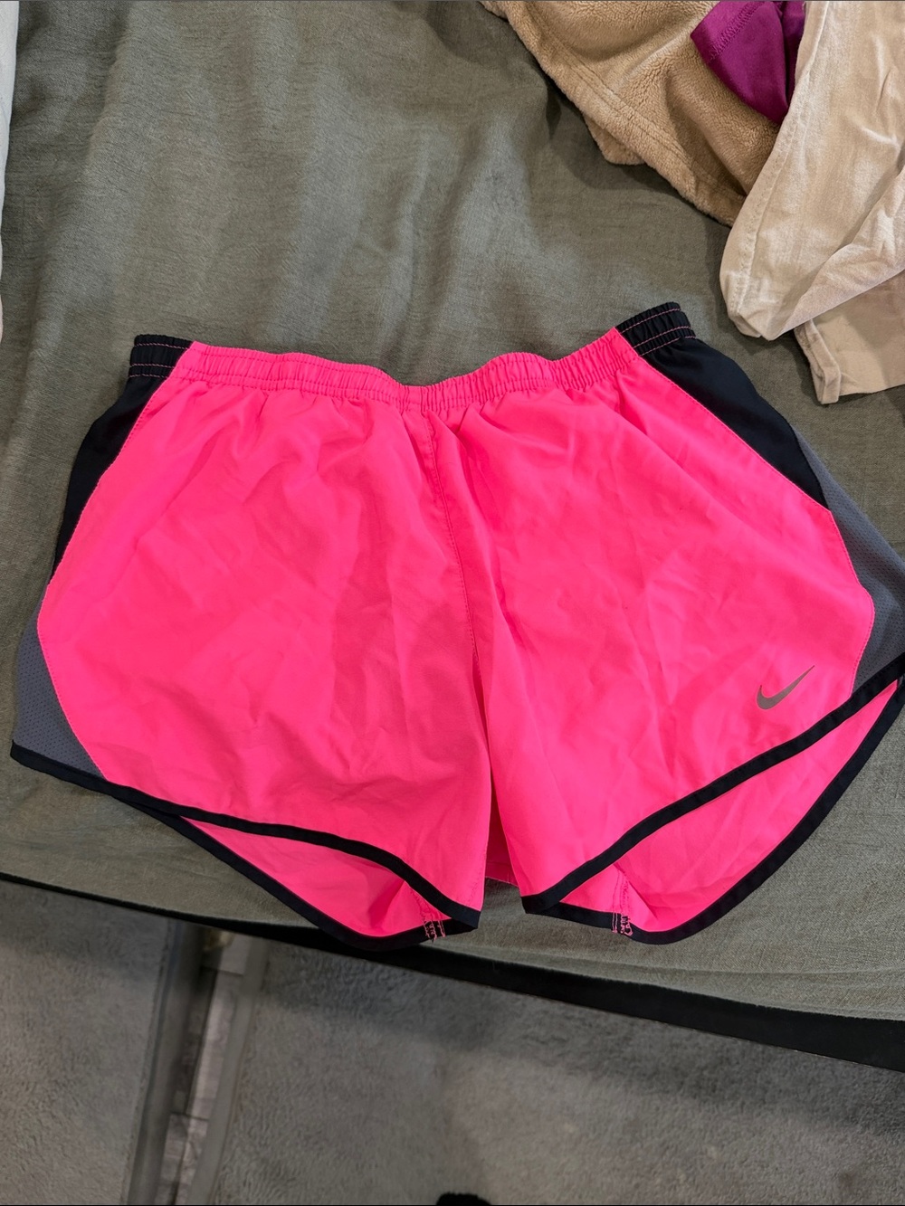 Nike Women's Neon Pink Athletic Shorts with Black Trim